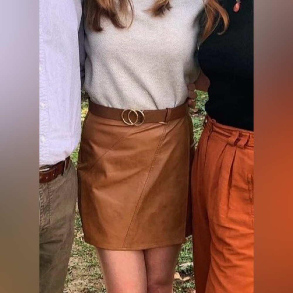 She and sky faux leather mini skirt
